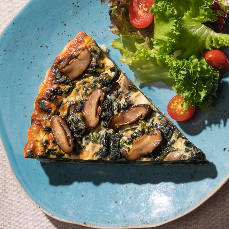 Mushrooms Spinach and Truffle Quiche